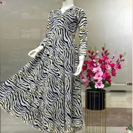 Women's Printed Chiffon Maxi Dress