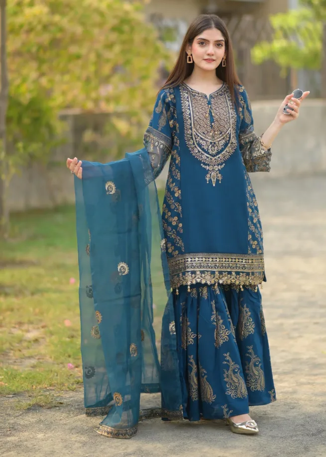 Turquoise Sharara Suit
