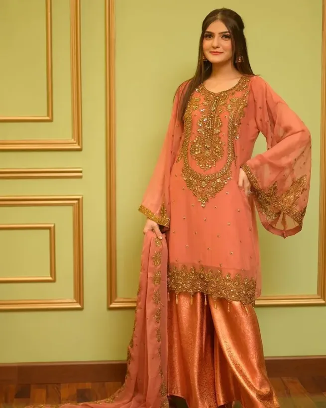 Fancy Embroidered Chiffon Jamawar Pallazo Suit