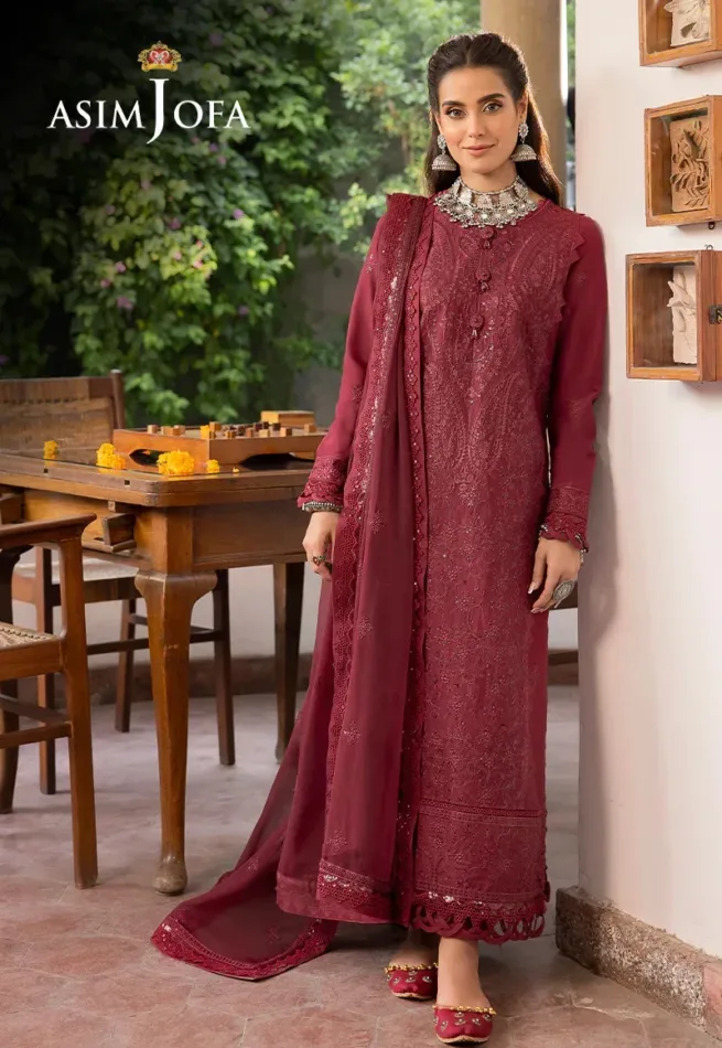 Asim Jofa Unstitched Embroidered Suit