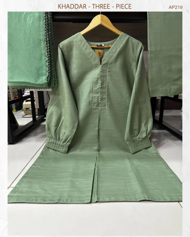 Green Khaddar Trouser Suit