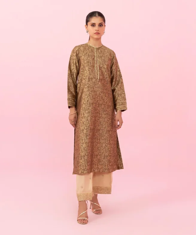 Party Wear Brocade Sapphire Kurta