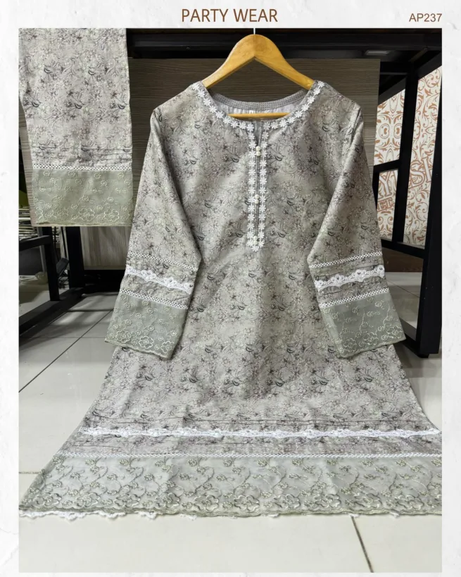 Fancy Embroidered Cotton Eid Suit