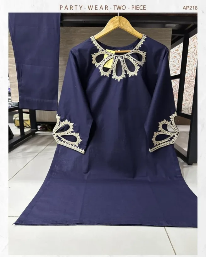 Fancy Embellished Cotton Trouser Suit