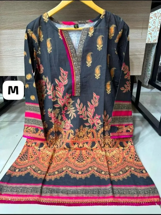 Casual Wear Black Printed Cotton Ladies Kurta