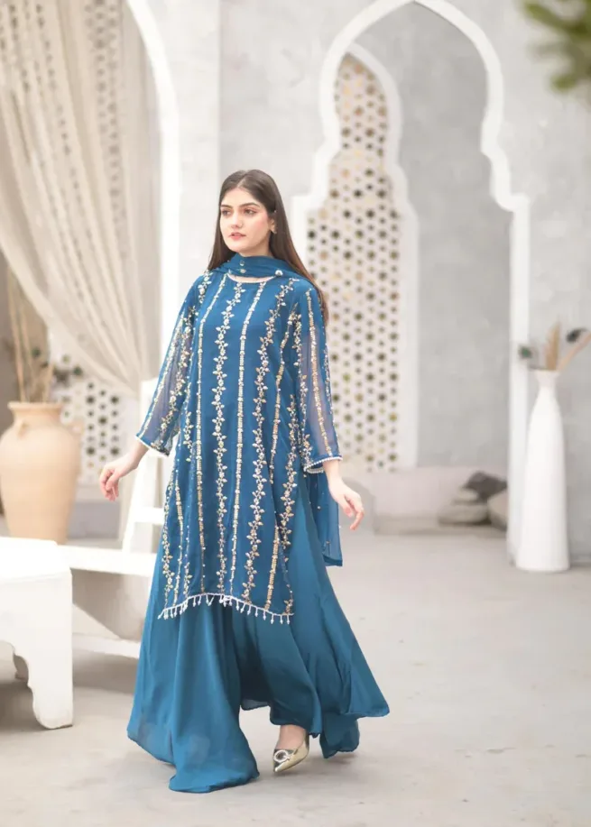 Zinc Embellished Chiffon Gharara Suit
