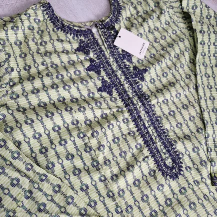 Alternative view of Embroidered Sapphire Khaddar Kurta