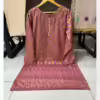 Stitched Pink Embellished Chiffon Jacquard Suit