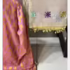 Stitched Pink Embellished Chiffon Jacquard Suit - Image 2