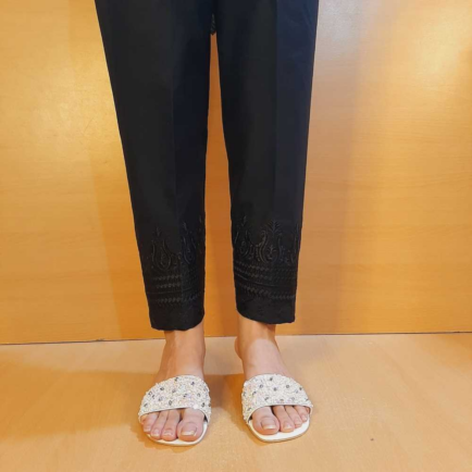 Sequin Lace Embroidered Cotton Trouser