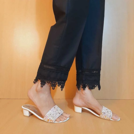 Fancy Lace Detail Cotton Trouser