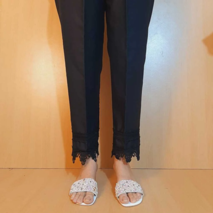 Alternative view of Fancy Lace Detail Cotton Trouser