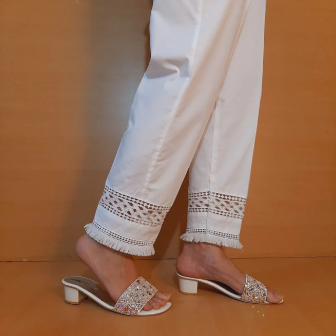 White Tassel Detail Trouser