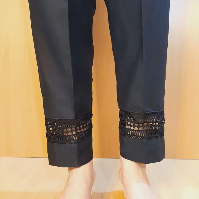 Black Net Lace Cotton Trouser