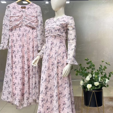 Alternative view of Pink Floral Chiffon Maxi Dress