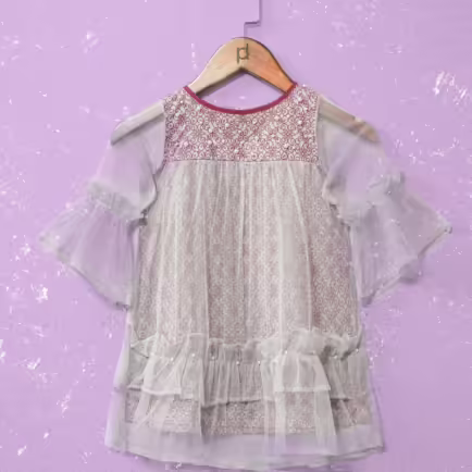 Girls Embellished Net Blouse