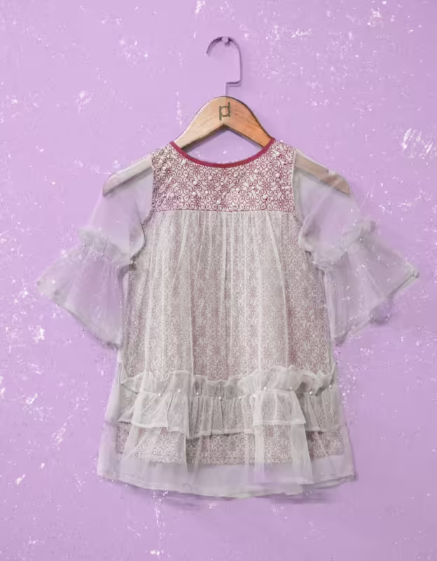 Girls Embellished Net Blouse