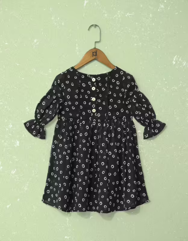 Black Printed Chiffon Dress