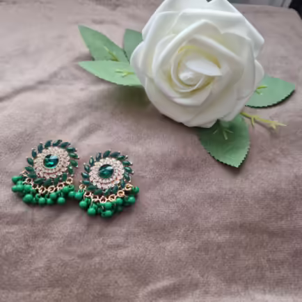 Alternative view of Green Ethnic Tassel Earrings