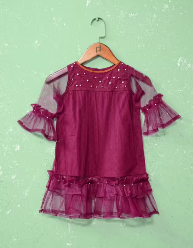 Pearl Embellished Mesh Blouse