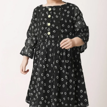 Alternative view of Black Printed Chiffon Dress
