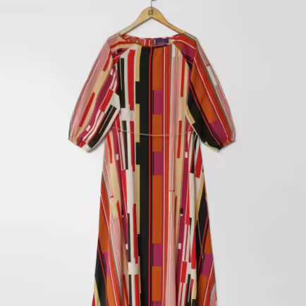 Printed Midi Dress With Gold Chain Belt