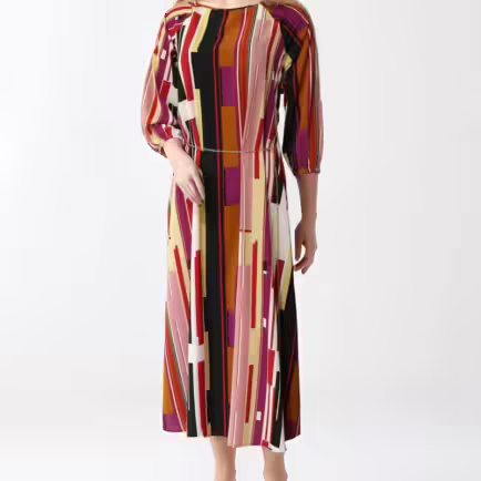 Alternative view of Printed Midi Dress With Gold Chain Belt