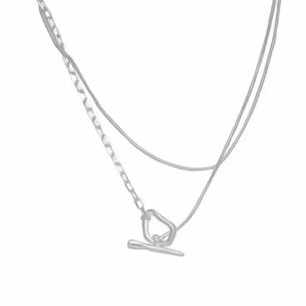 Alternative view of 925 Sterling Silver Geometric Shape Necklace Simple Choker