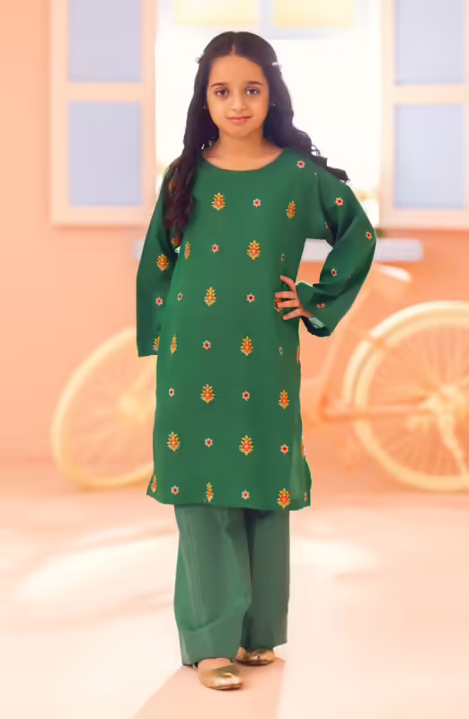 Parrot Green Embroidered Trouser Suit