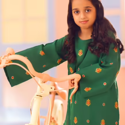 Alternative view of Parrot Green Embroidered Trouser Suit