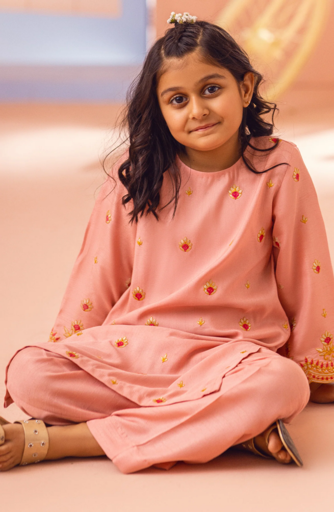 Pink Embroidered Trouser Suit