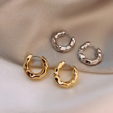 925 Sterling Silver Twist Hoop Earrings, Gold / Silver