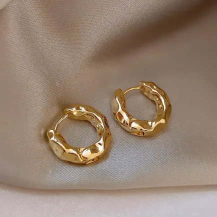 Alternative view of 925 Sterling Silver Twist Hoop Earrings, Gold / Silver