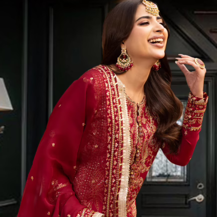 Alternative view of Unstitched Asim Jofa Twisted Silk Suit