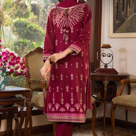 Alternative view of Asim Jofa Unstitched Embroidered Cambric Suit