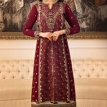 Unstitched Asim Jofa Cotton Embroidered Suit