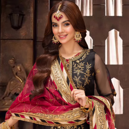 Alternative view of Asim Jofa Unstitched Organza Suit