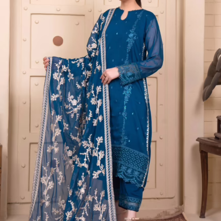 Alternative view of Premium Quality Embroidered 3 Piece Chiffon Suit