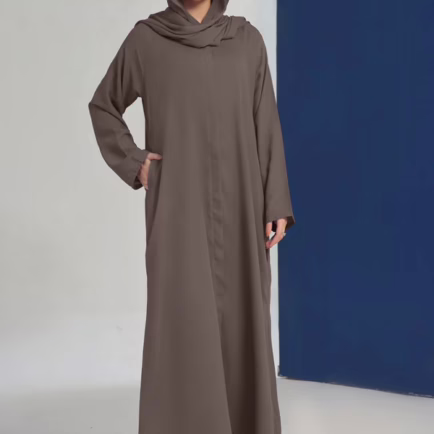 Closed Abaya With Pockets & Matching Hijab Set