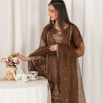 Alternative view of Cutwork Embroidered 3 Piece Organza Suit