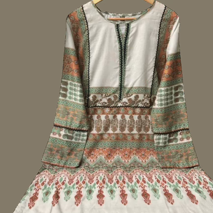 Beige Lawn Printed Kurta