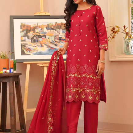 Alternative view of Ready Made Embroidered Cotton Suit