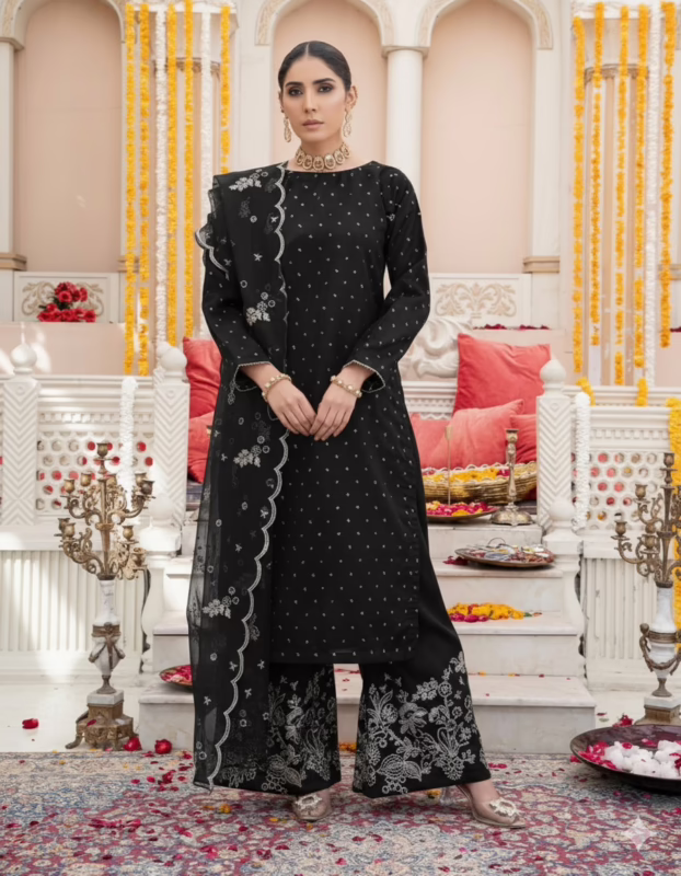 Khadi Net Embroidered Fancy Outfit