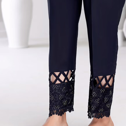 Alternative view of Black Fancy Embroidered Trouser
