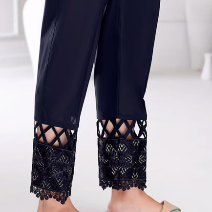 Black Fancy Embroidered Trouser
