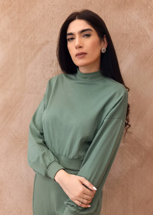 Jersey Knit Cropped Coord Set - Image 2