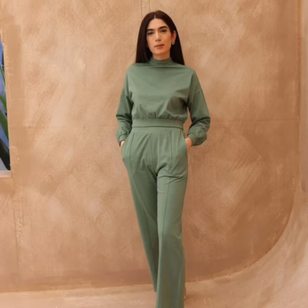 Jersey Knit Cropped Coord Set