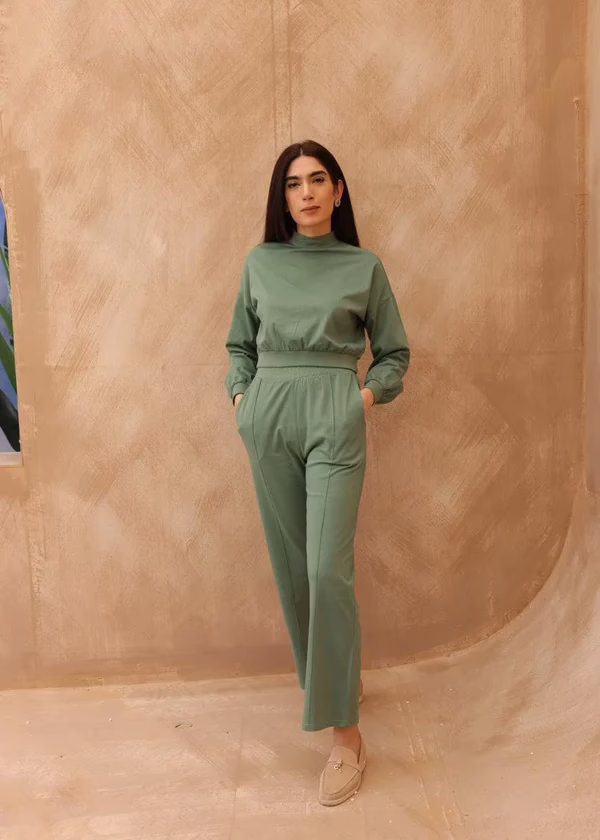 Jersey Knit Cropped Coord Set