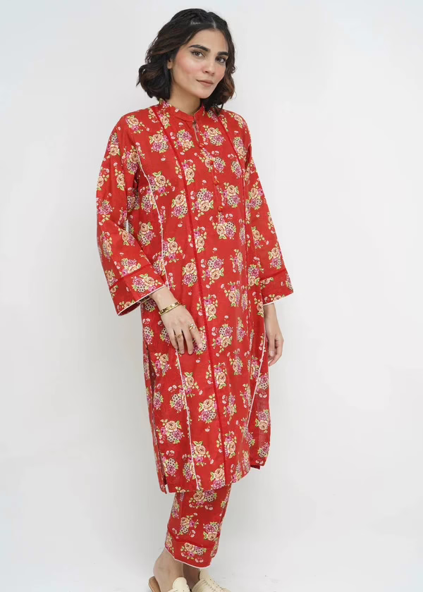 Apple Red Khaddar Co-ord Suit