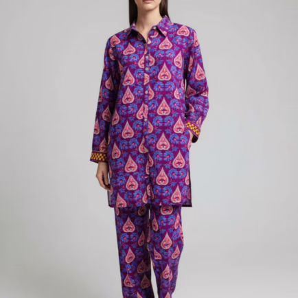 Purple Khaddar Co-ord Set
